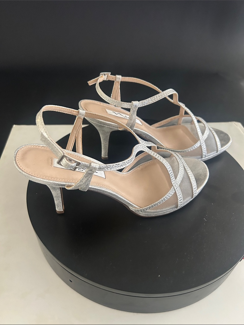 Nina Silver Glitter Strappy Heels